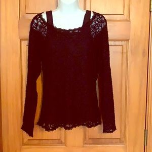 Sheer stretch lace top.